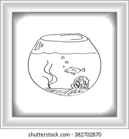 Simple hand drawn doodle of a goldfish bowl