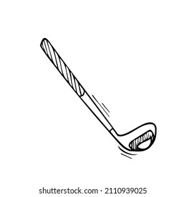 Einfache, handgezeichnete Doodle von Golfclub-Ausrüstung. Sportkonzept