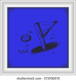 Simple hand drawn doodle of golf equipment