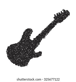 Simple hand drawn doodle of a guitar