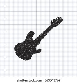 Simple hand drawn doodle of a guitar