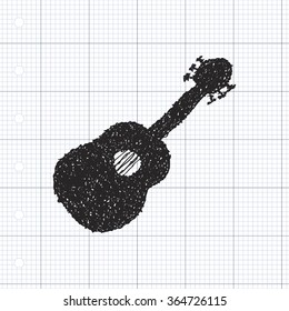 Simple hand drawn doodle of a guitar