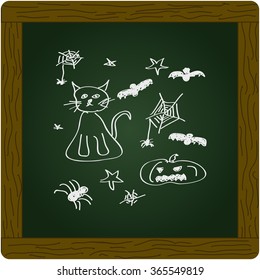 Simple hand drawn doodle of a halloween set