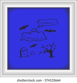 Simple hand drawn doodle of a halloween set