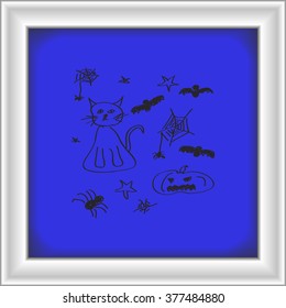 Simple hand drawn doodle of a halloween set