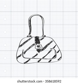 Simple hand drawn doodle of a handbag