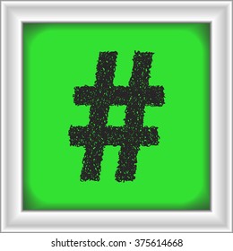 Simple hand drawn doodle of a hash tag