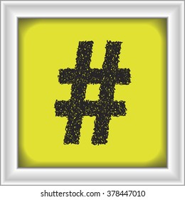 Simple hand drawn doodle of a hash tag