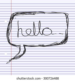 Simple hand drawn doodle of a hello