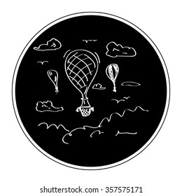 Simple hand drawn doodle of a hot air balloon