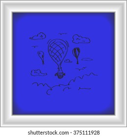Simple hand drawn doodle of a hot air balloon