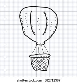 Simple hand drawn doodle of a hot air balloon