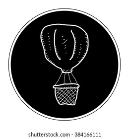 Simple hand drawn doodle of a hot air balloon