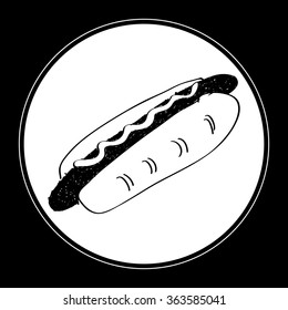 Simple hand drawn doodle of a hotdog