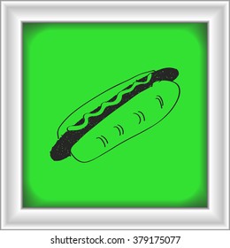 Simple hand drawn doodle of a hotdog
