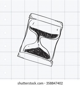 Simple hand drawn doodle of an hourglass