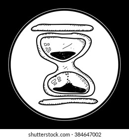 Simple hand drawn doodle of an hourglass