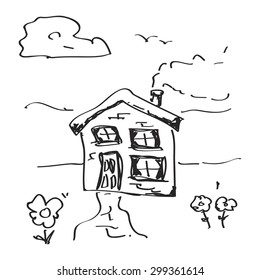 Simple hand drawn doodle of a house