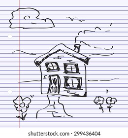 Simple hand drawn doodle of a house