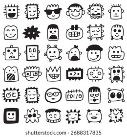 Simple Hand Drawn Doodle Icons and Abstract Patterns