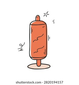 A simple hand drawn doodle illustration of a standalone punching bag isolated on white background