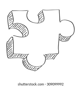 Simple hand drawn doodle of a jigsaw piece