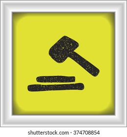 Simple hand drawn doodle of a judges gavel