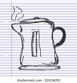 Simple hand drawn doodle of a kettle