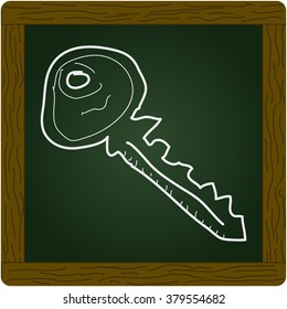Simple hand drawn doodle of a key
