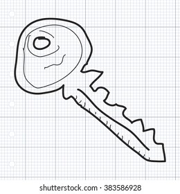 Simple hand drawn doodle of a key