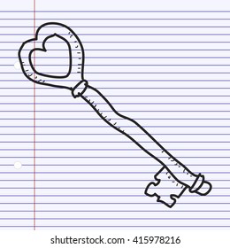 Simple hand drawn doodle of a key