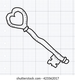 Simple hand drawn doodle of a key