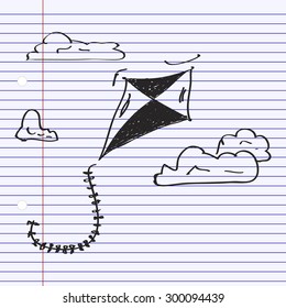 Simple hand drawn doodle of a kite