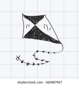 Simple hand drawn doodle of a kite