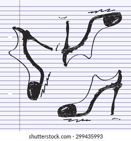 Simple hand drawn doodle of a ladies shoe