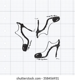 Simple hand drawn doodle of  ladies shoes