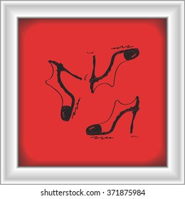 Simple hand drawn doodle of a ladies shoe