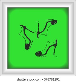 Simple hand drawn doodle of a ladies shoe