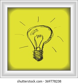 Simple hand drawn doodle of a light bulb