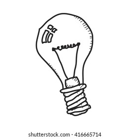 Simple hand drawn doodle of a light bulb
