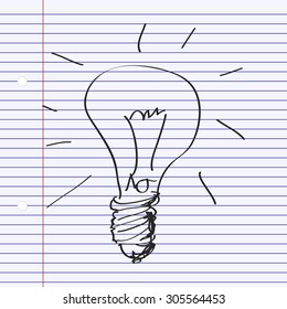 Simple hand drawn doodle of a lightbulb
