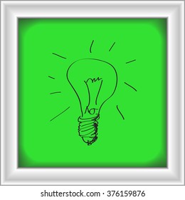 Simple hand drawn doodle of a lightbulb