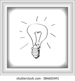 Simple hand drawn doodle of a lightbulb