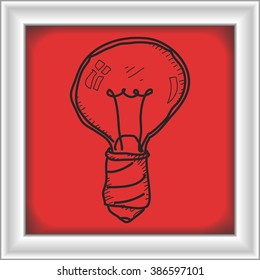 Simple hand drawn doodle of a lightbulb