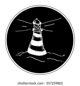 Simple hand drawn doodle of a lighthouse
