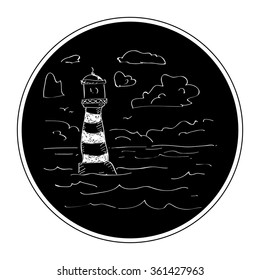 Simple hand drawn doodle of a lighthouse