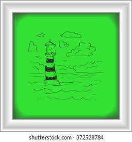Simple hand drawn doodle of a lighthouse