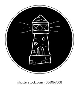 Simple hand drawn doodle of a lighthouse