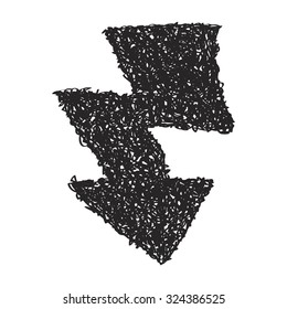 Simple hand drawn doodle of a lightning bolt