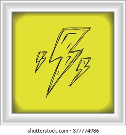 Simple hand drawn doodle of a lightning bolt
